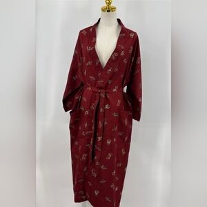 Christian Dior Wine Red Printed Long Robe